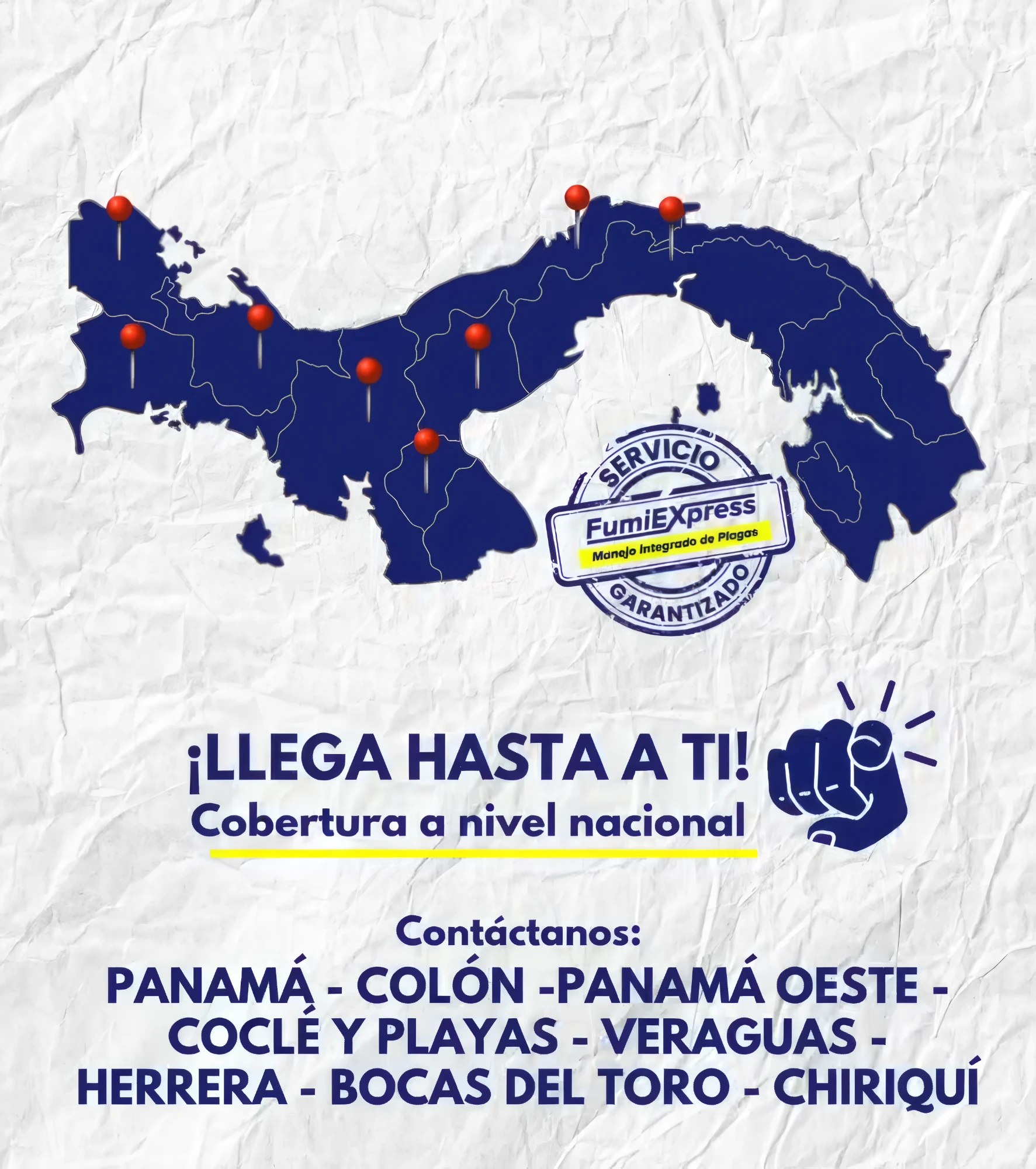 Mapa de Panamá con las provincias que atiende Fumi Express